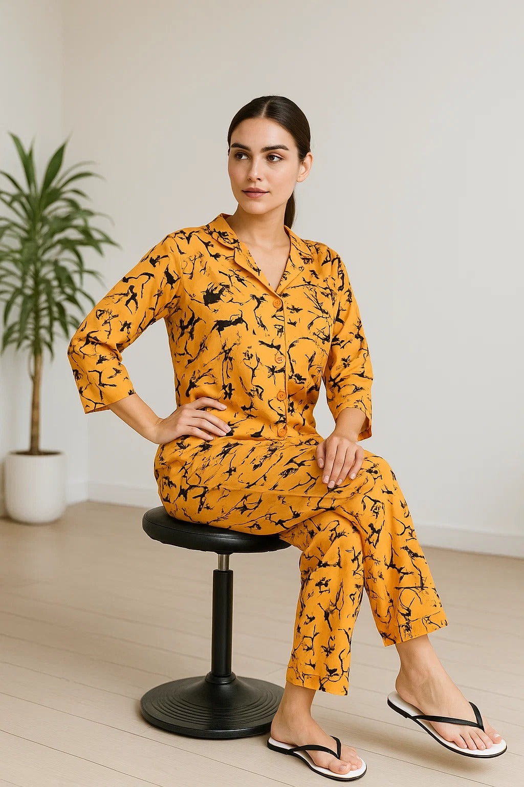 2 Pcs Luxury Printed Nightwear Set for Women