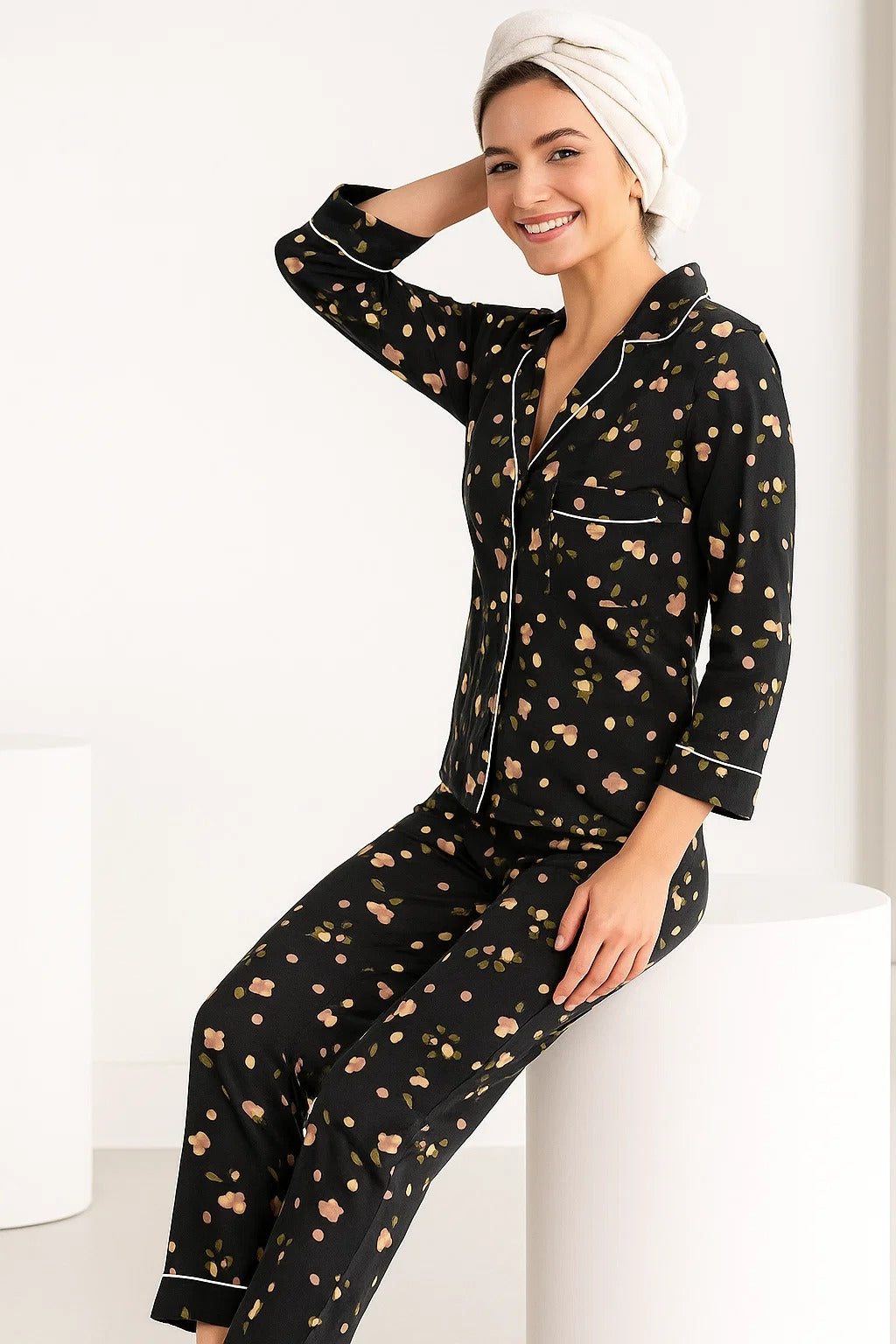 2 Pcs Luxury Printed Nightwear Set for Women