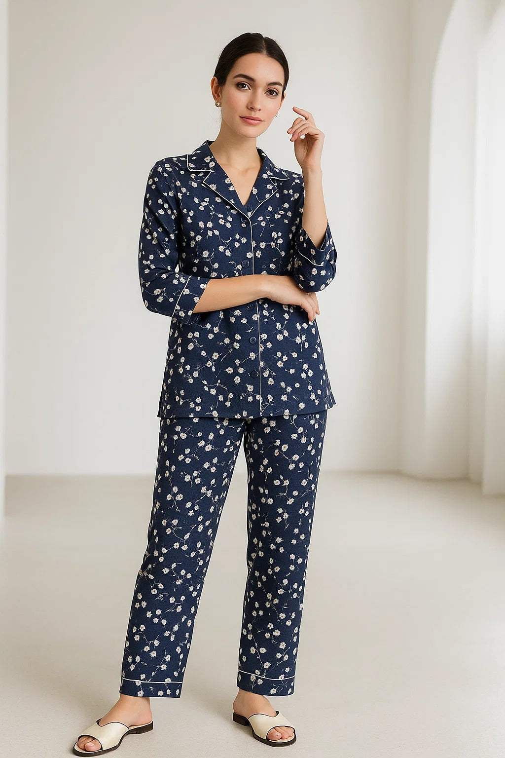 2 Pcs Luxury Printed Nightwear Set for Women