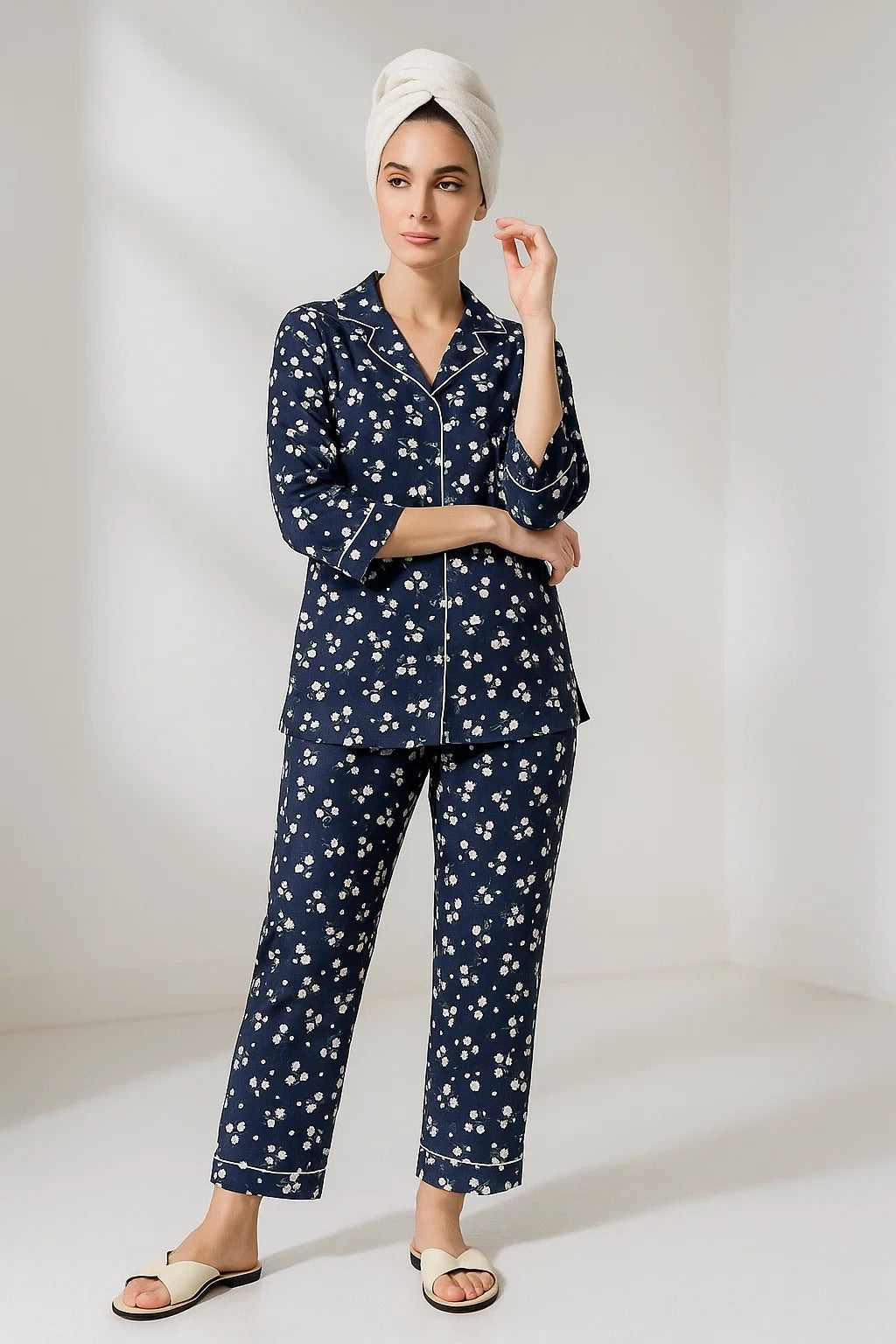 2 Pcs Luxury Printed Nightwear Set for Women