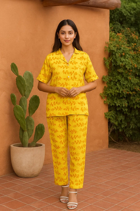 Linen Pajama Suit with Scrunchie