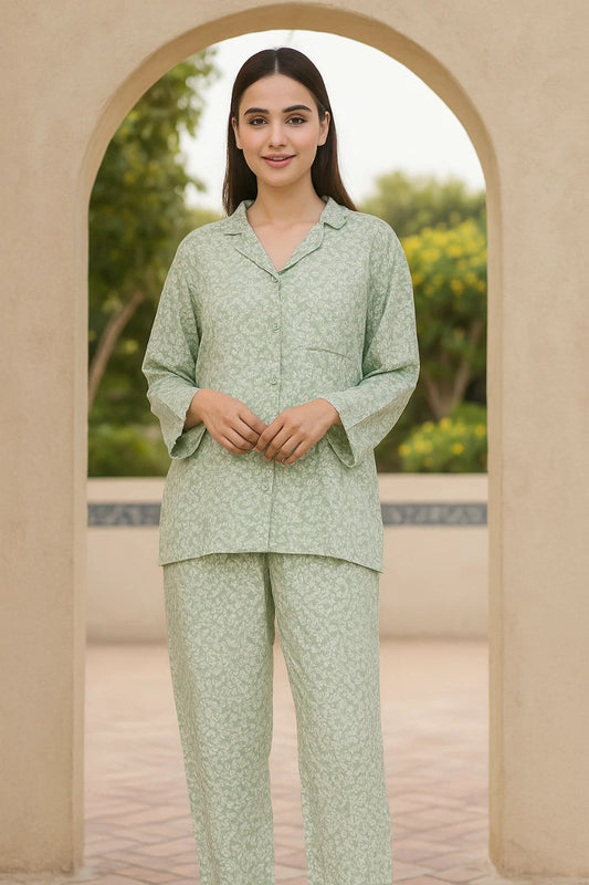 Linen 2-Piece Pajama Set With Scrunchie