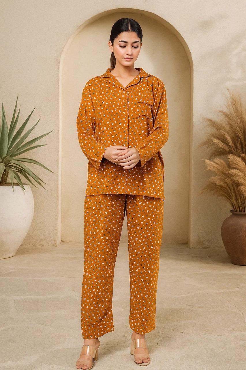 Full Sleeves 2-Piece Linen Night Dress π