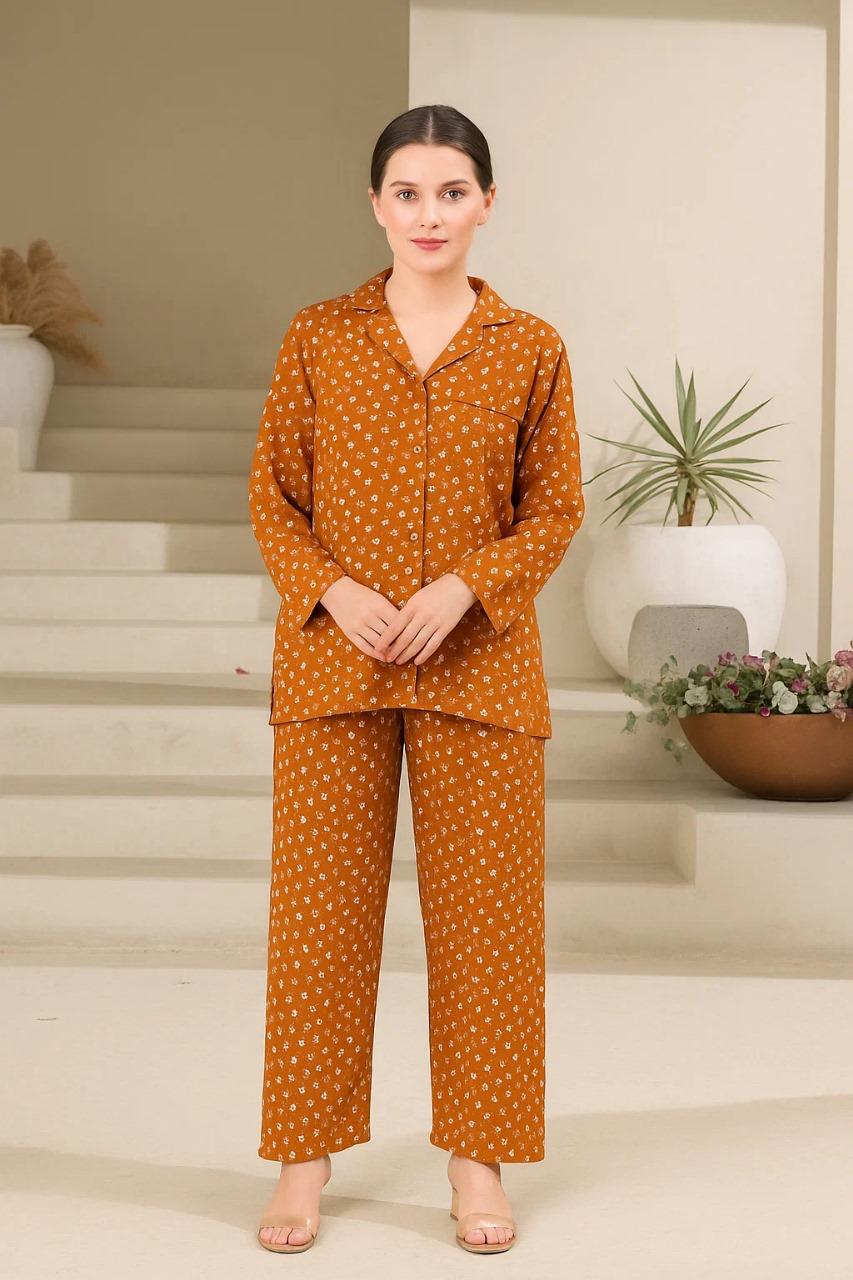 Full Sleeves 2-Piece Linen Night Dress π