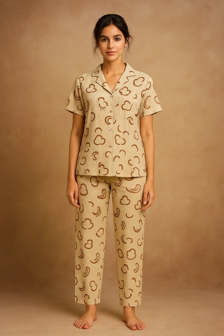 Linen Pajama Suit with Scrunchie