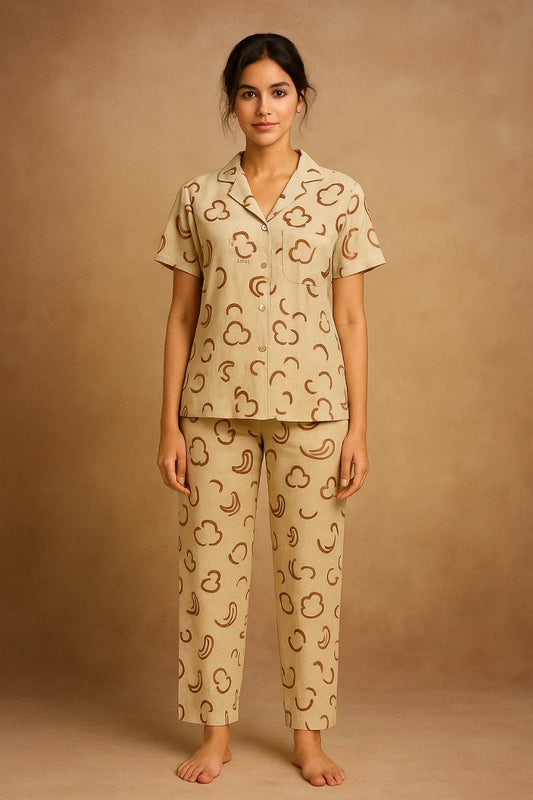 Linen Pajama Suit with Scrunchie