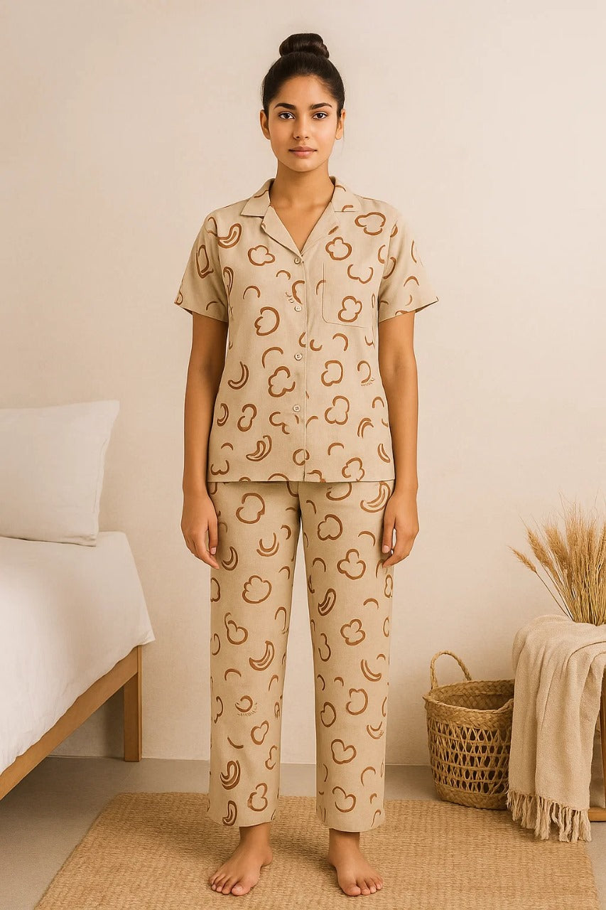 Linen Pajama Suit with Scrunchie