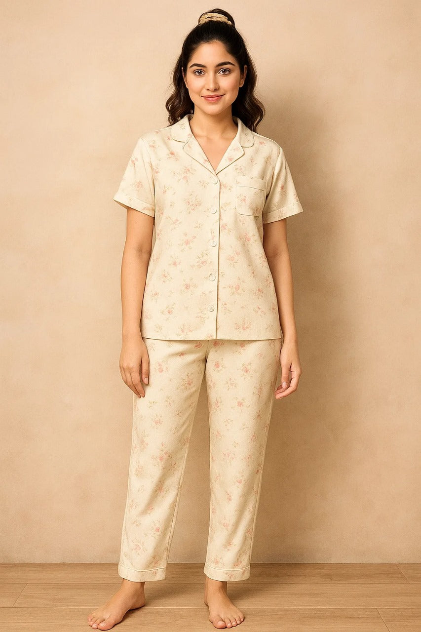 Linen Pajama Suit with Scrunchie