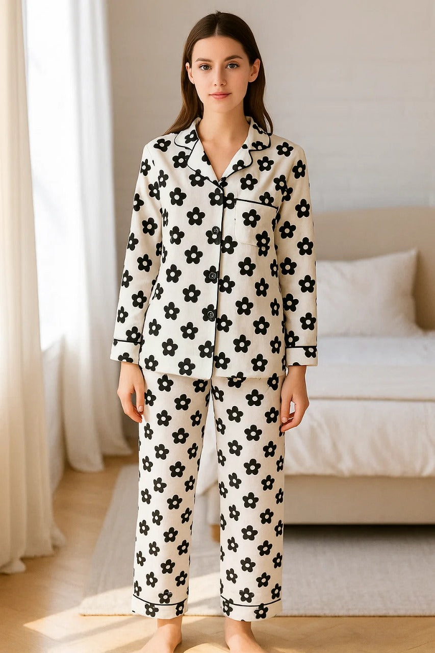 Linen 2-Piece Pajama Set With Scrunchie