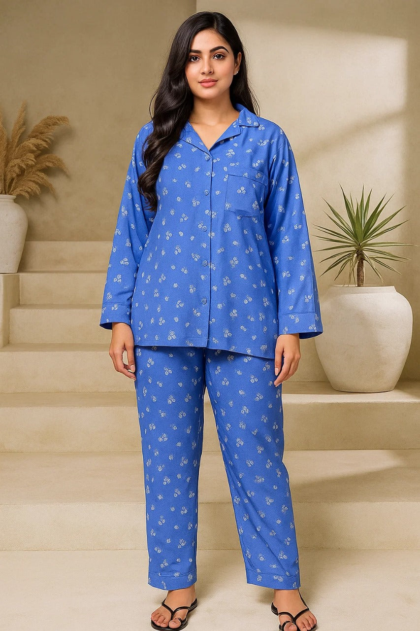 Linen 2-Piece Pajama Set With Scrunchie