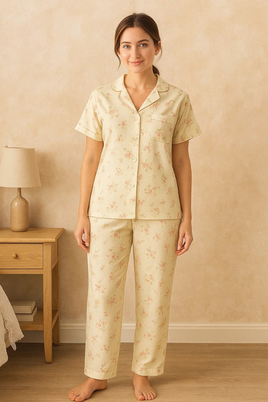Linen Pajama Suit with Scrunchie