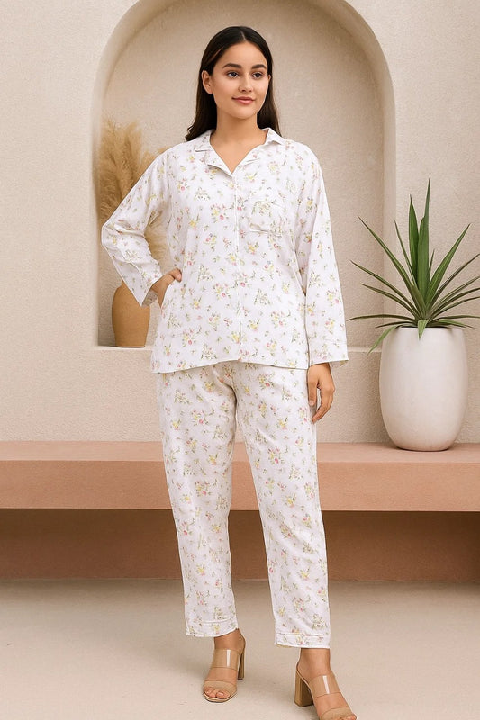 Linen 2-Piece Pajama Set With Scrunchie