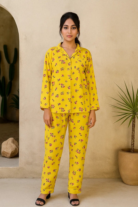 Linen 2-Piece Pajama Set With Scrunchie