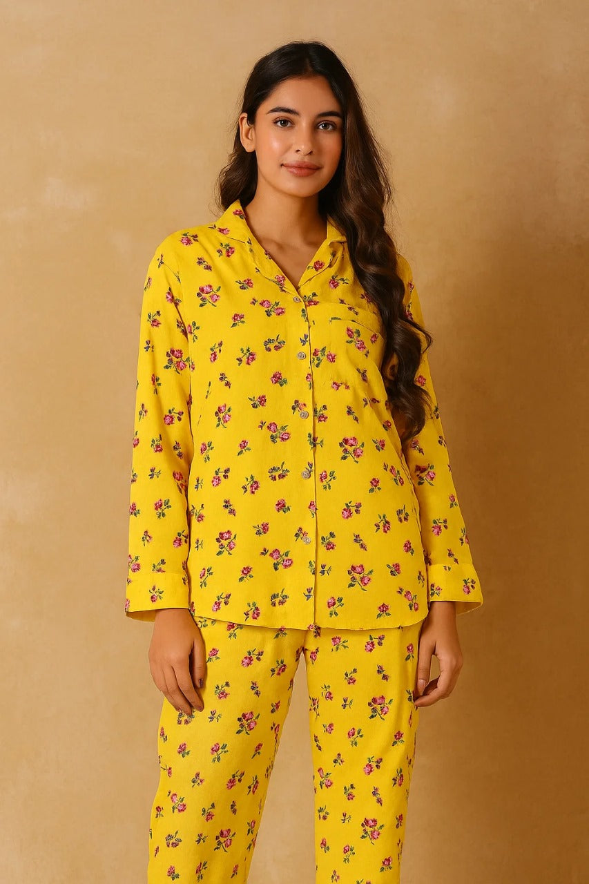 Linen 2-Piece Pajama Set With Scrunchie