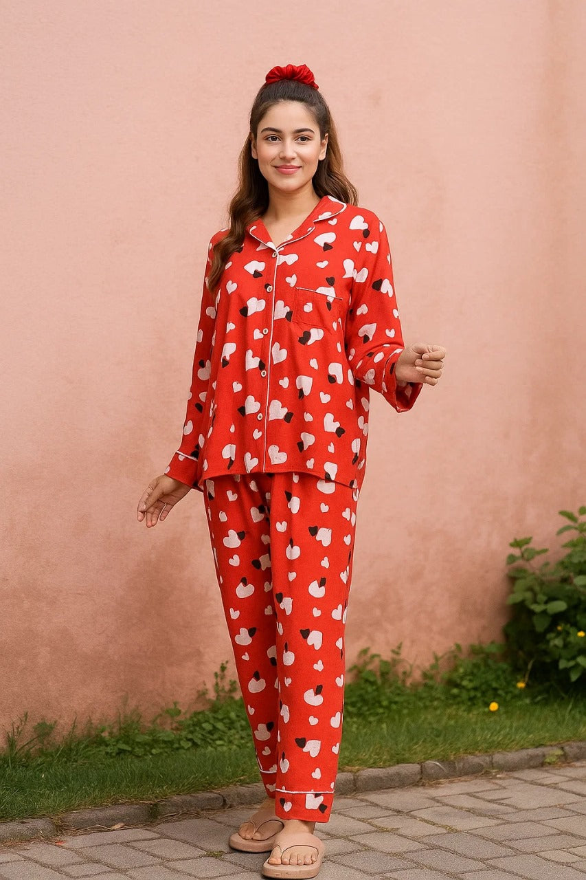 Linen 2-Piece Pajama Set With Scrunchie