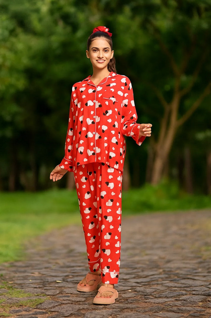 Linen 2-Piece Pajama Set With Scrunchie